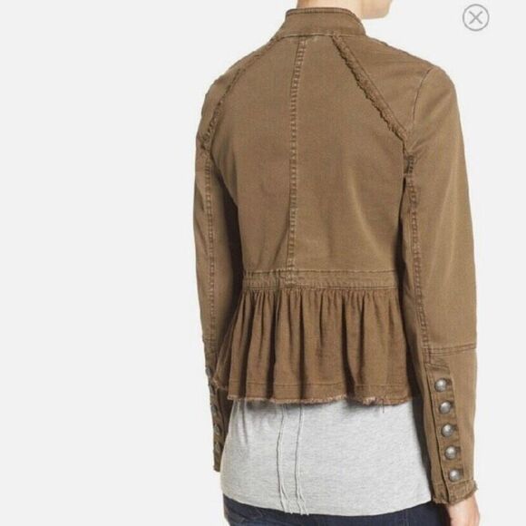 FREE PEOPLE Cropped Ruffle Military Jacket (Sz XS) - Picture 6 of 12